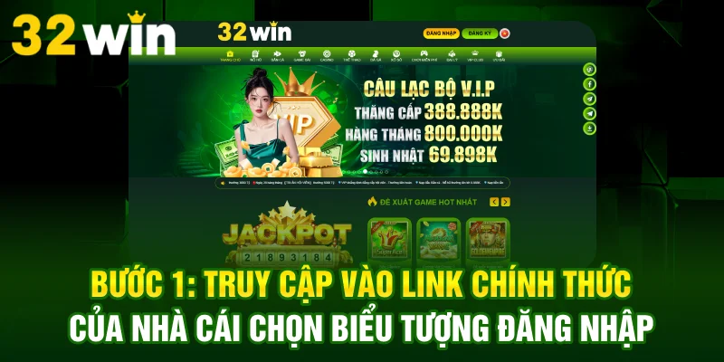 Bước 1 truy cập vào link chính thức của nhà cái chọn biểu tượng đăng nhập