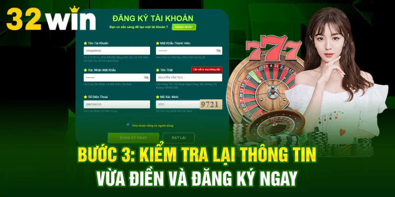 Bước 3 kiểm tra lại thông tin vừa điền và đăng ký ngay