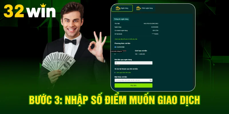 Bước 3 nhập số điểm muốn giao dịch