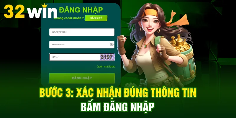 Bước 3 xác nhận đúng thông tin bấm đăng nhập